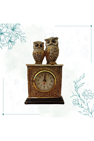 Furnitime Baykuş Figürlü Dekoratif Masa Saati