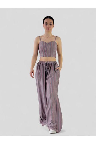 Retrobird Design Loose Cut Trousers Women Salmon