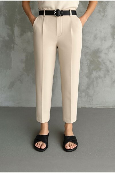 Heyya Γυναικείο υφασμάτινο παντελόνι με πλισέ με στενό πόδι μέχρι τον αστράγαλο