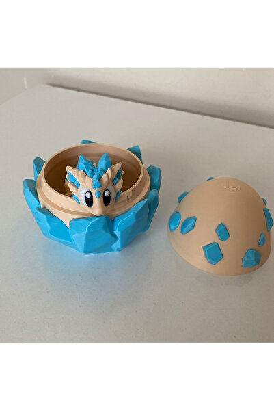 CKA Tasarım 3D Baskı Oyuncak Mavi Kristal Ejderha ve Yumurtası, 3D Baskı Ejde...