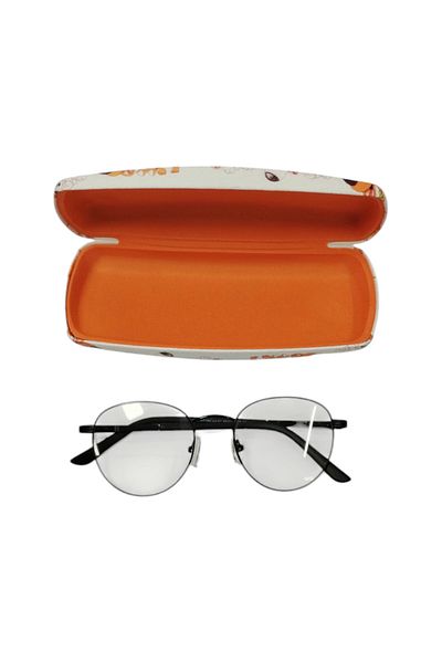 bonjorno aksesuar Oval Patterned Glasses Case for Optical Frame (Hard) Wiping Cloth with Gift