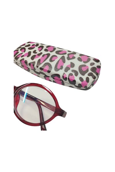 bonjorno aksesuar Oval Patterned Glasses Case for Optical Frame (Hard) Wiping Cloth with Gift