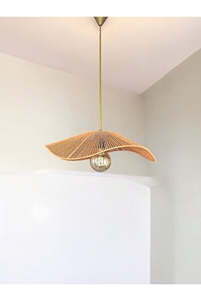 KorFam Aura Modeli - Hasır El Yapımı Bohem Asimetrik Şekilli Rustik Avize