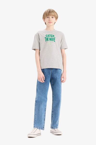 DeFacto Tricou cu mânecă scurtă cu imprimeu pentru băiat, sezon nou