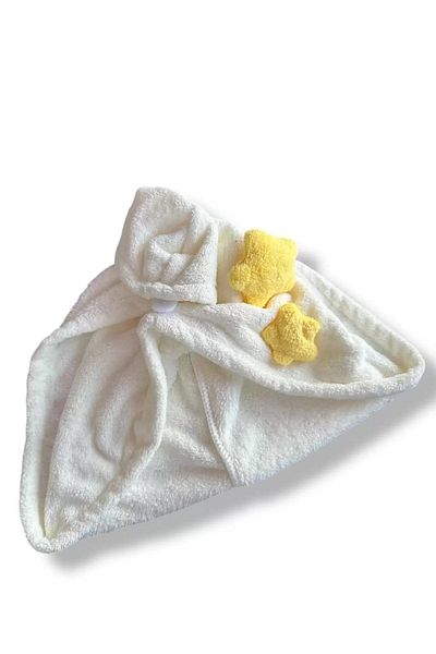CAŞ DEKORASYON White Color Star Figured Elastic Hair Towel / Bonnet
