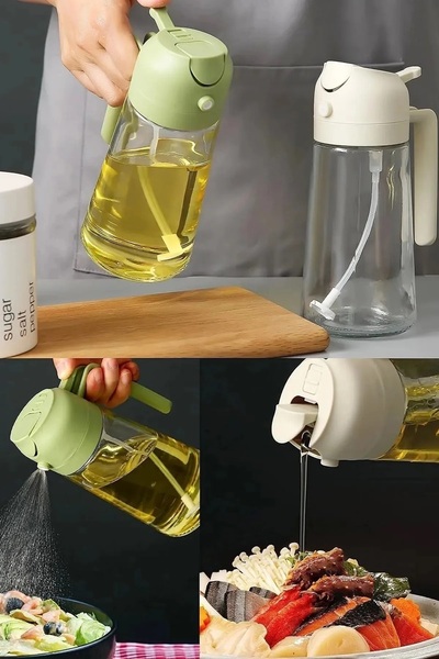 RKY SERENITY 600 ml Sprey Ve Normal Dökme Yağdanlık Limon Sirke Sos Vs Püskürtücü Çok Amaçlı Cam Sprey Şişe