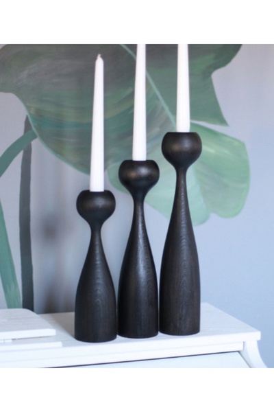 mebaconcept Doğal Ahşap Şamdan Seti 20cm & 17.5cm & 15cm , El Yapımı, Rustik ...