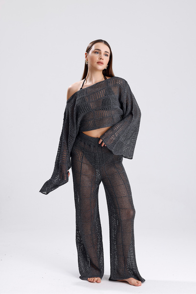 YUGA KNİTTİNG ΓΥΝΑΙΚΕΙΑ ΠΛΕΚΤΑ ΠΛΕΚΤΑ ΣΥΝΔΥΑΣΜΟΣ ΦΟΡΕΜΑ ΠΑΡΑΛΙΑΣ