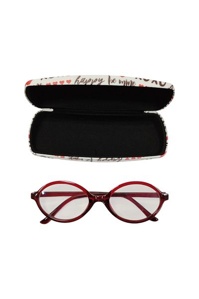 bonjorno aksesuar Oval Patterned Glasses Case for Optical Frame (Hard) Wiping Cloth with Gift