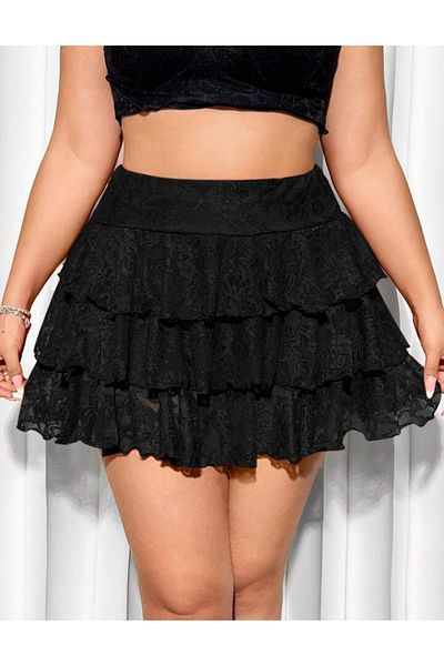 MAROVOAY Lace Super Mini Skirt with Tights Inside