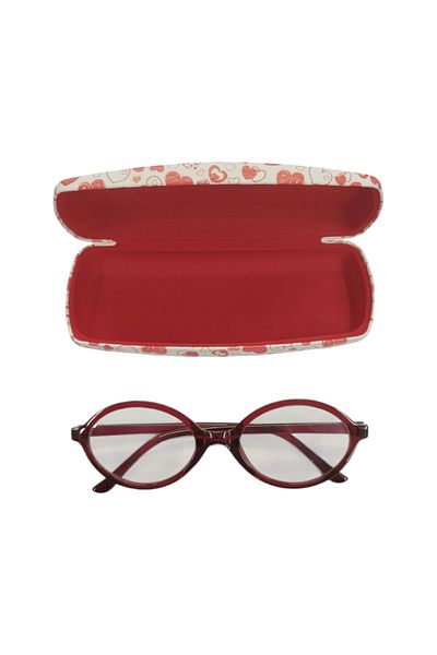 bonjorno aksesuar Oval Patterned Glasses Case for Optical Frame (Hard) Wiping Cloth with Gift