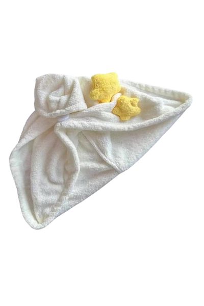 CAŞ DEKORASYON White Color Star Figured Elastic Hair Towel / Bonnet