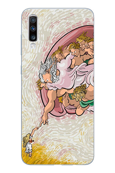 moonset Samsung Galaxy A70 Uyumlu Van Gogh Tasarımlı Baskılı Şeffaf Telefon K...