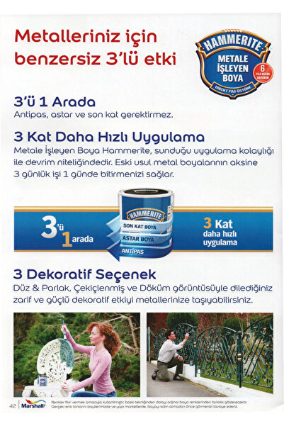 Marshall HAMMERİTE Direk Pas Üstüne Metal Boyası 1Kg Çekiçlenmiş Altın-Astara Antipasa gerek kalmaz