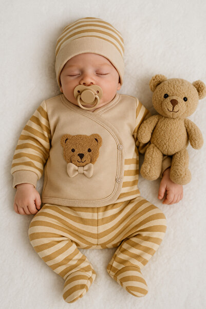 VERONA TARZ Baby Boy Patterned 3-Piece Hospital Discharge Set 50-56cm 0-3 Mon...