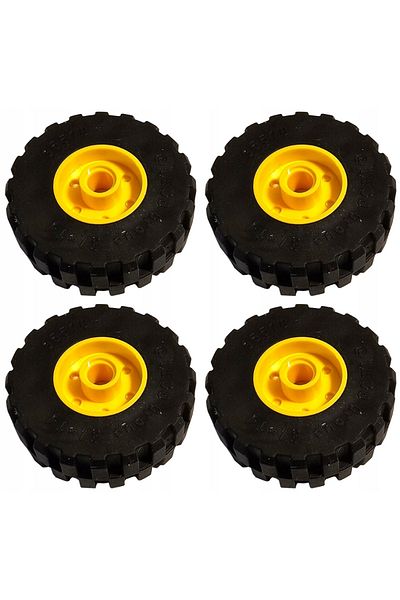 LEGO Technic Accessory Custom Moc Tire 37 X 14 Black Medium Size Wheel Yellow 4 Rim