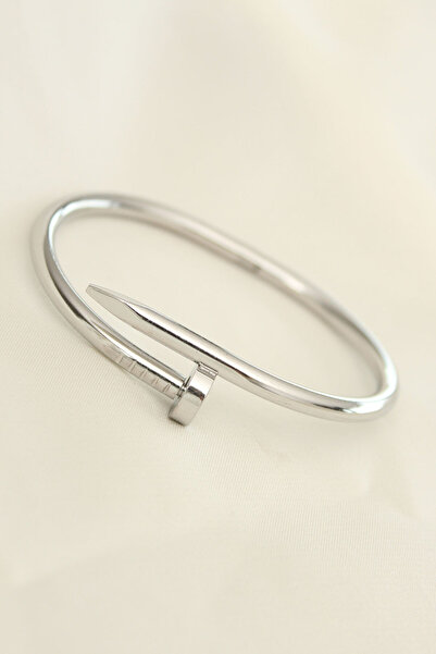 deluxe takı ve giyim 316L Steel Silver Color Nail Model Bracelet
