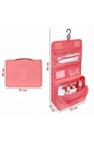 Ecoform Organizer Travel Cosmetic Makeup Bag with Strap Salmon Color with Waterproof Features