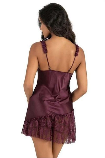 PRIMODA Beruflic Plum Short Satin Nightgown 8238