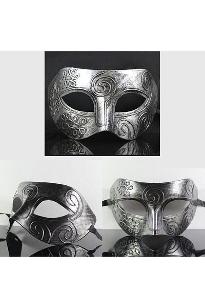 SİMYA TİCARET Silver Tumbled Face Mask - Antique Style B Mask