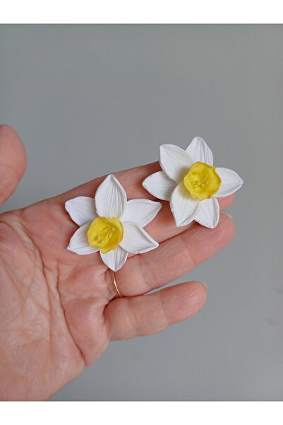 CREATİVESHOP Nergis Küpeler, Bahar Küpeleri, El yapımı Çiçek Küpeler