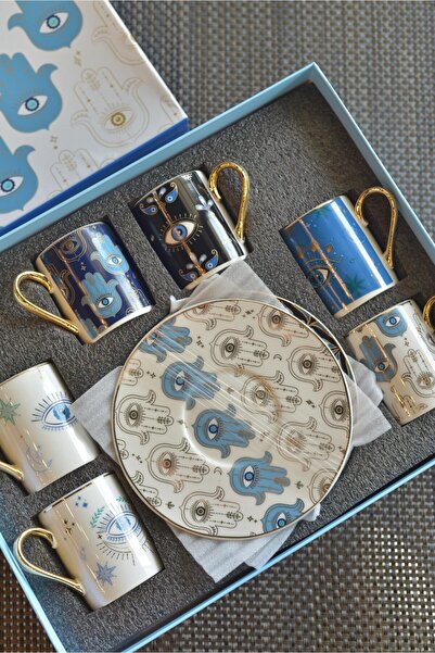 şirineşyalarım طقم فناجين قهوة تركية من البورسلين من تورمسلين مكون من 6 أشخاص