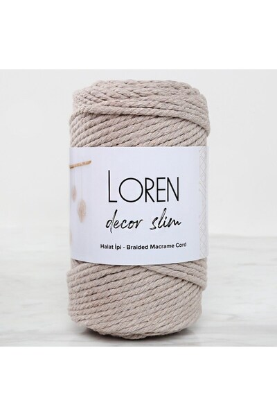Marsilyan Loren Decor Slim 3 Twist Macrame Rope Beige - L049