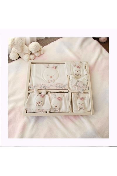 Gaye Bebe Tavşanlı Cotton 10 Piece Hospital Release Bodysuit Set