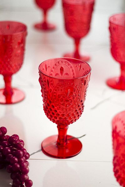 ARDA DİZAYN Acrylic Red 6-Piece Glass & Water Soft Drink Coffee Side Cup 450 ml (Not Glass)