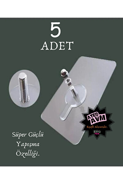 Euro Pink 5 Adet Kendinden Yapışkanlı Askı Aparatı Banyo&Mutfak Askı Aparatı ...