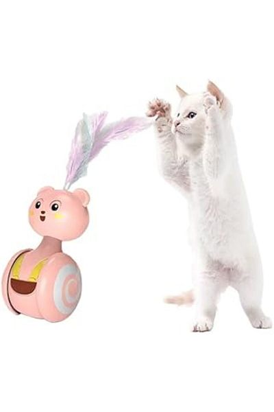 Mu Art Orret Home Furry Wheeled Small Pet Toy, Pilgrim Lying Wheeled Cat Chasing Player