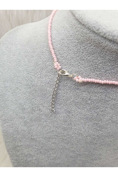 HAPPY HANDMADE 36cm Doğal Taşlı Pembe Kolye/özel Tasarım Takı/hediyelik Takı