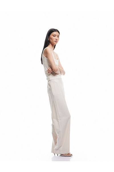 Koton Elasticized Standard Waist Lined Viscose Pocket Wide Leg Trousers