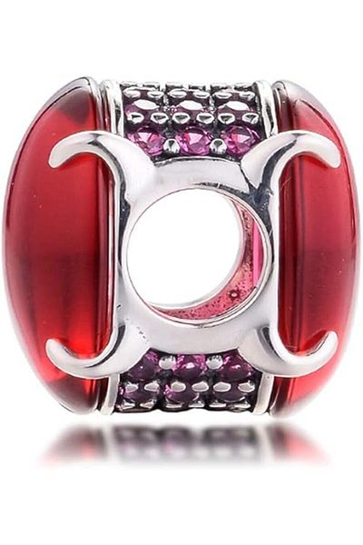 PileaD Fuchsia Rose Oval Cabochon Tilsim Silver Charm