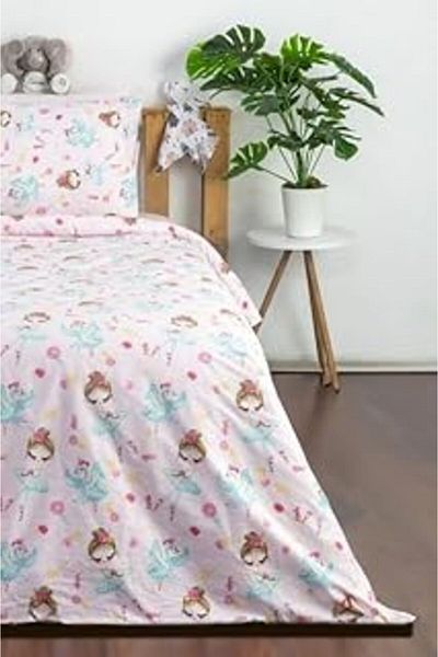 NETWORK ART Fairy Ballerina 100% Cotton Single Duvet Cover Set - Pink