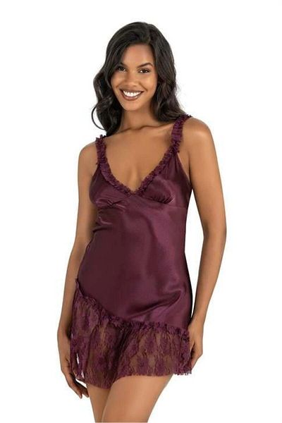PRIMODA Beruflic Plum Short Satin Nightgown 8238