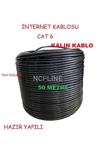 Genel Markalar 50 Metre Hazir Cat6 Internet Kablosu Bakir Kalin Kablo Hat Lin...