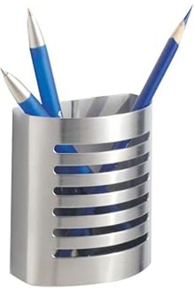 Skygo Interdesign Forma Magnetic Pen Holder and Pen Holder, Stainless Steel, Mattsilberfarben, Set of