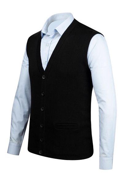 Çizgi Triko Men's Knitwear V-Neck Vest 4241lb