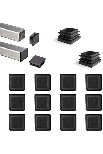 Generic YouU 12 Pcs Square Plastic Plug Black Furniture Chair Leg Foot Cover Cap Tubing Inserts End Cap (40x