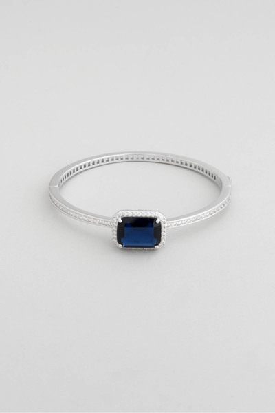 So CHIC... Gece Mavisi 18 Ayar Beyaz Altın Kaplama Gümüş Kelepçe Bileklik