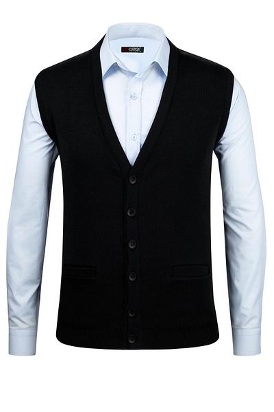 Çizgi Triko Men's Knitwear V-Neck Vest 4241lb