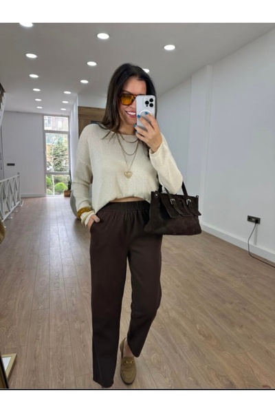 Liya Bel lastikli gabardin havuç pantolon