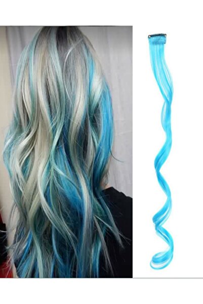 AKOLİFE Mavi Dalgalı Çıtçıtlı Saç Yan Postiş - Tarz Görünüm - 50cm