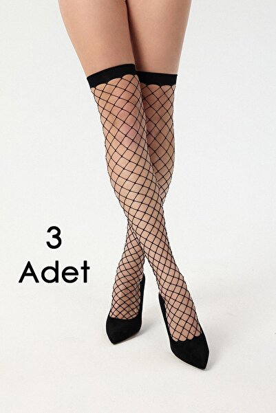 Feu De Elu Комплект от 3 черни мрежести жартиери Cloture 20 Den