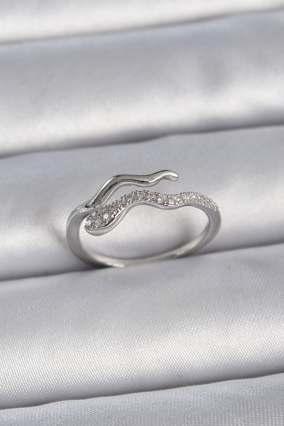 SeyCey.co النحاس الفضة اللون الزركون حجر الأفعى قابل للتعديل نموذج خاتم المرأة