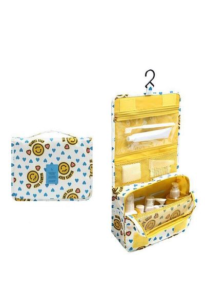 Ecoform Waterproof Organizer Hanging Travel Cosmetic Makeup Bag Smiley Yellow