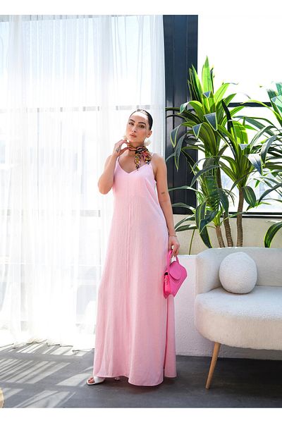 ENZOI Pink Strap Shiny Stone Long Dress