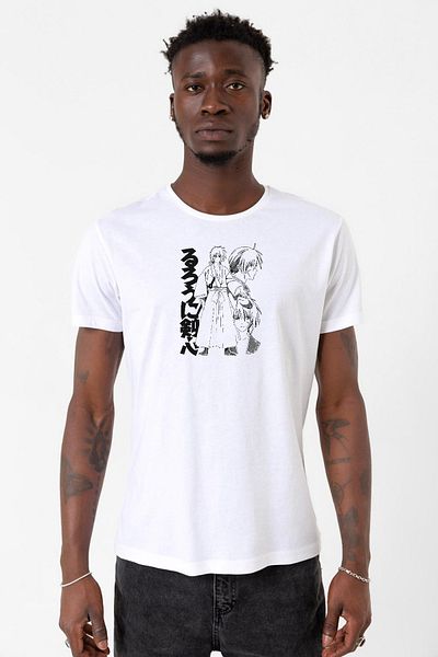 Tshirthane Ανδρικό μπλουζάκι Rurouni Kenshin Black White Art White