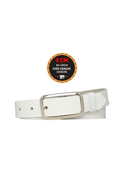 GoDeri 100% piele naturală, cataramă argintie alb lapte 3 cm centură damă, curea pantaloni, curea pantaloni scurți 3 cmkdn50